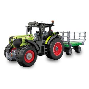 Jeu de briques CADA : Tracteur Claas Arion 660 avec remorque 1/24 à construire