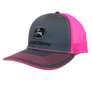 Casquette John Deere grise et rose pour enfants