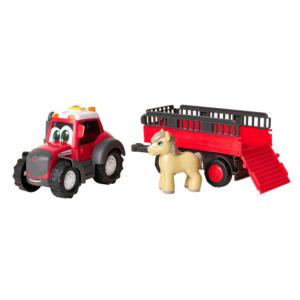 Jouet tracteur Massey Ferguson avec remorque et cheval