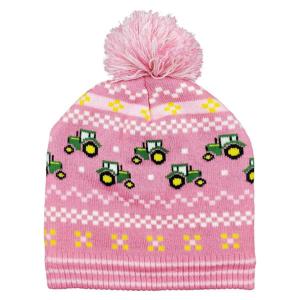 Bonnet enfant John Deere tracteur rose 