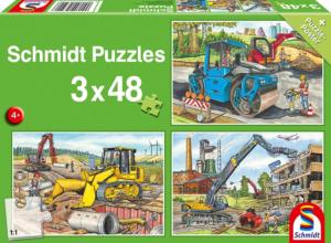 Puzzle machines de chantier - 3 x 48 pièces