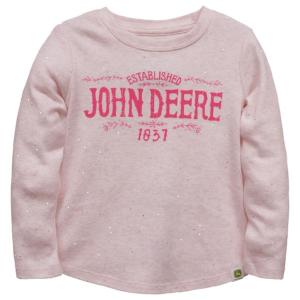 Tee shirt enfant John Deere rose à paillettes