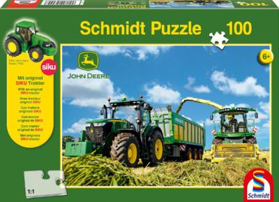 Puzzle John Deere 7310R avec ramasseuse 8600i + Tracteur Siku
