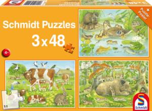Puzzle "familles d'animaux" - 3 x 48 pièces