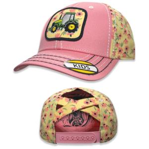 Casquette John Deere tracteur rose enfant
