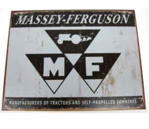 Plaque métallique noir et blanc Massey Ferguson 